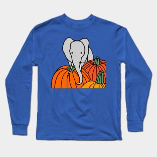 Elephant and Halloween Pumpkins Long Sleeve T-Shirt